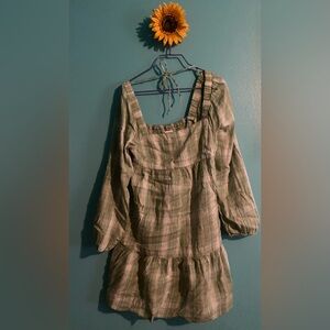 Green and white plaid dress